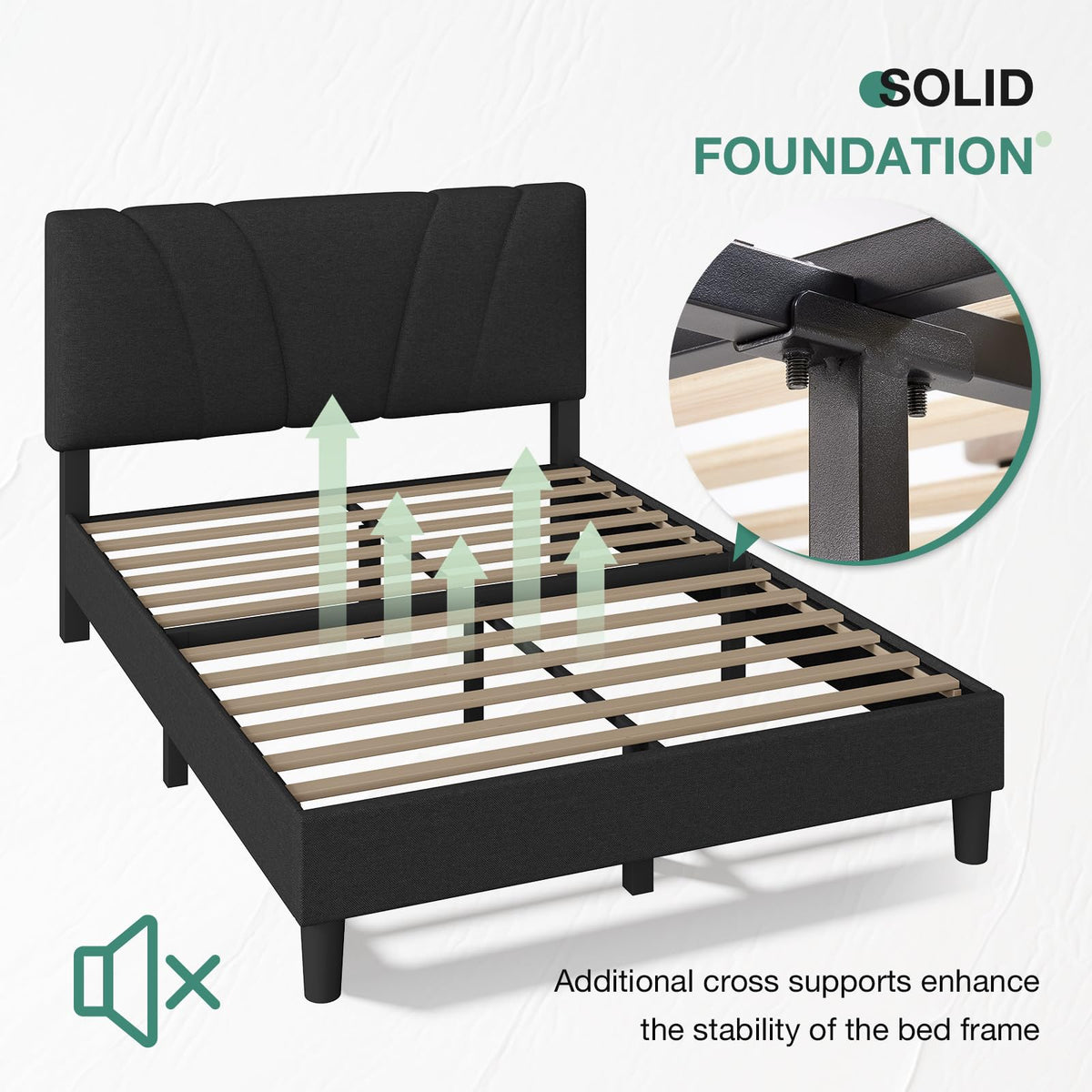 Queen Size Linen Upholstered Bed Frame with Headboard Q42383