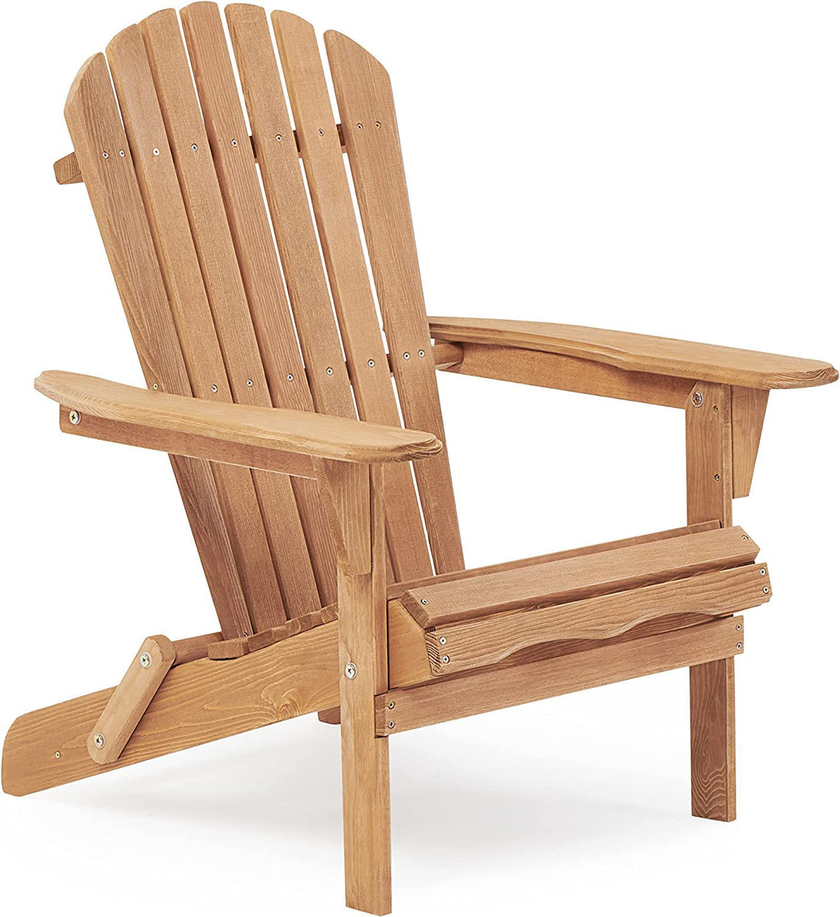Wooden Folding Adirondack Chair Set of 2 Solid Cedar Light Brown V1053