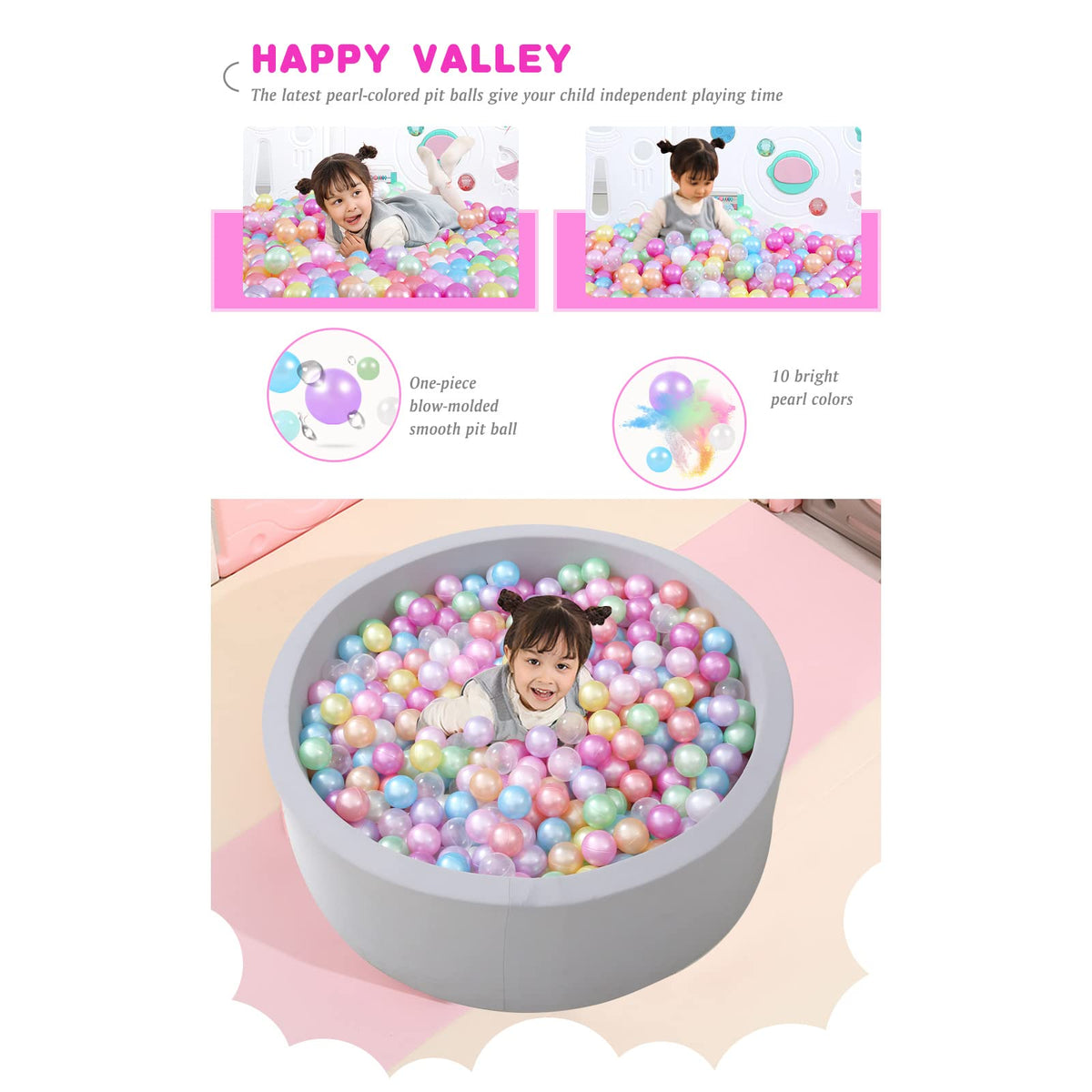 Pack of 100 200 500 BPA Free Non-Toxic Crush Proof Plastic Ball Pit Balls B716786