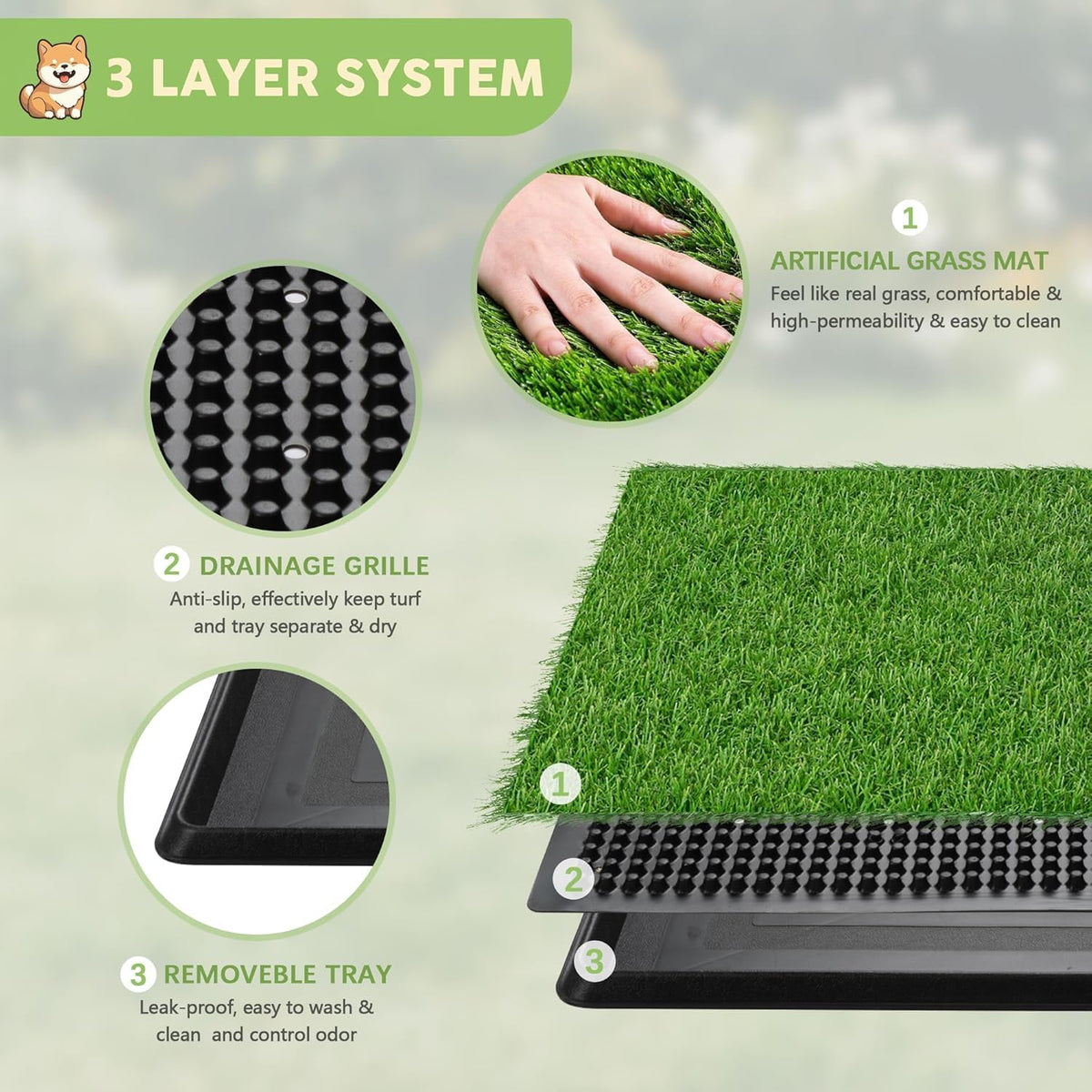 Dog Grass Pad with Tray J923