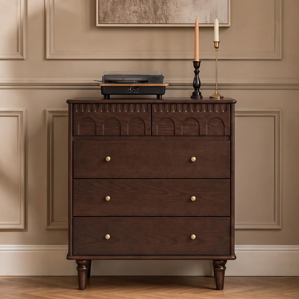 100% Solid Wood 5 Drawers Nightstand I498251