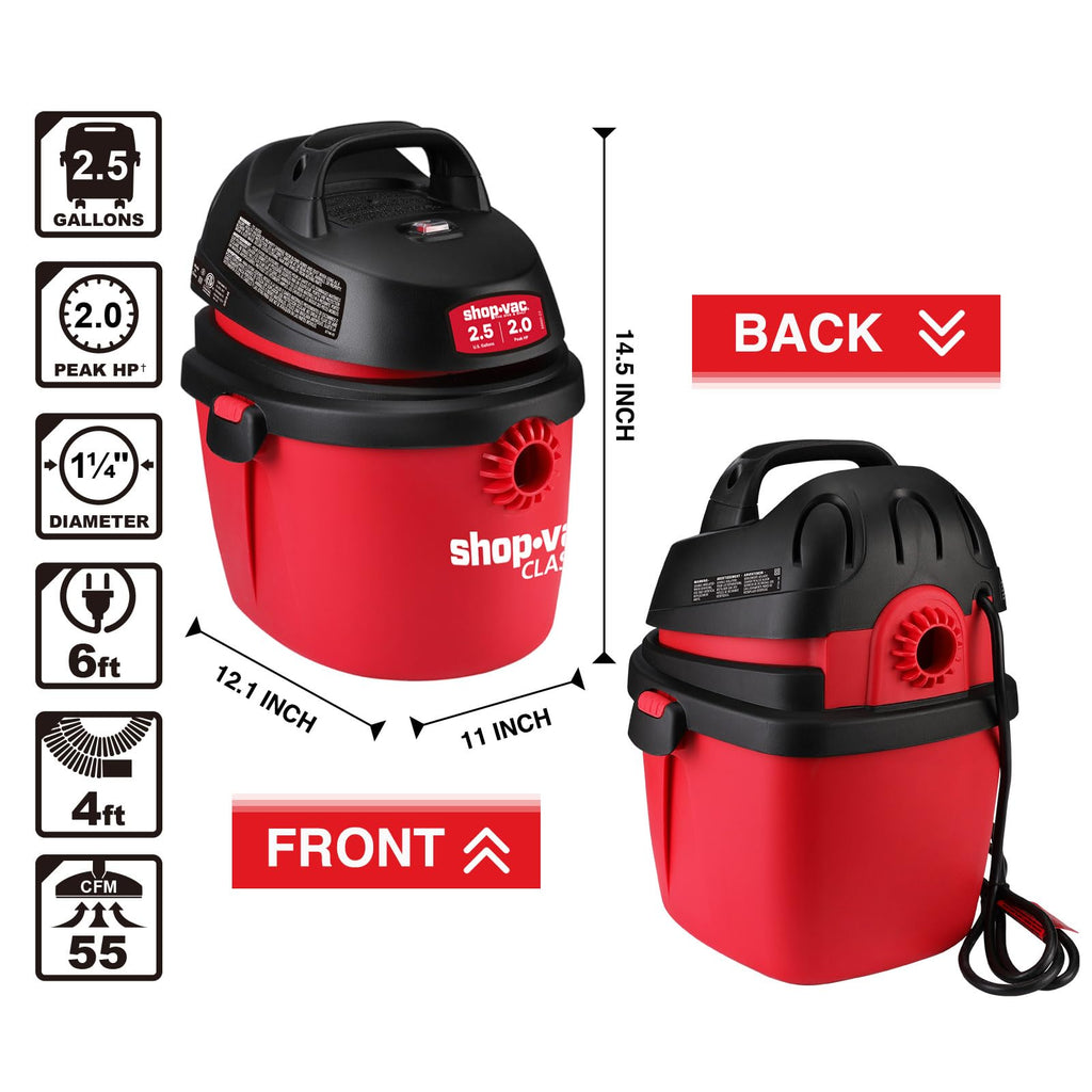 2.5 Gallon 2.0 Peak HP Wet/Dry Vacuum R8721