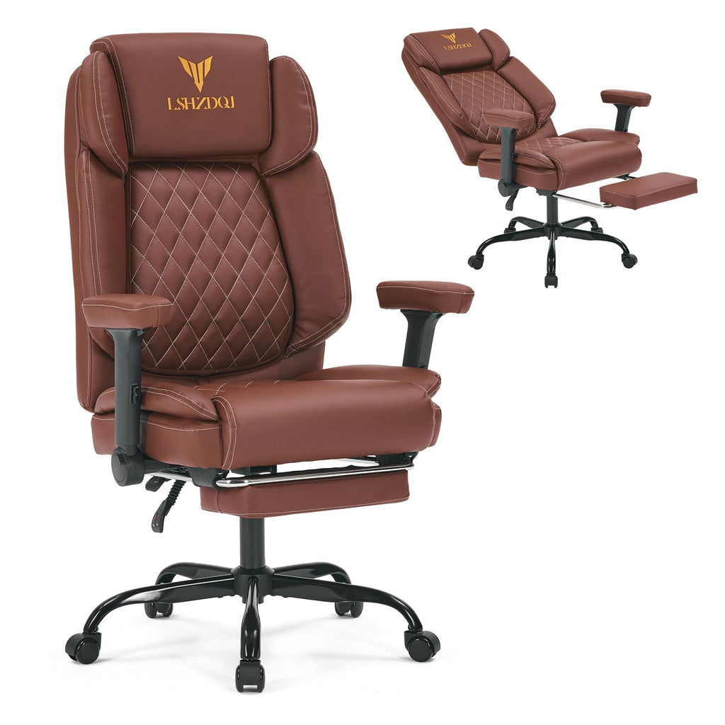 Big Tall Office Chair with Footrest Brown C8548