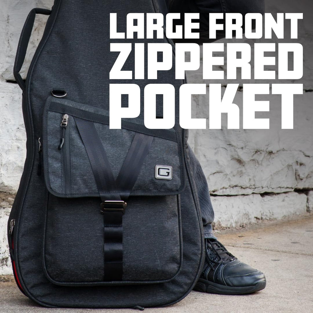 Lightweight Electric Guitar Gig Bag with Back Pack Straps and Rubberized Base, Charcoal Black L531