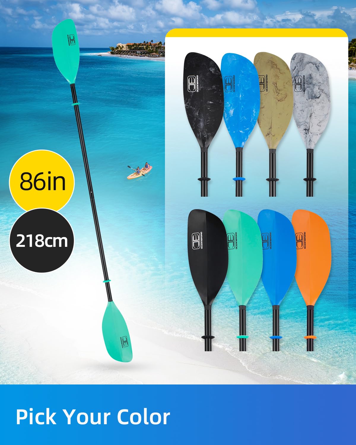 86in/218cm 90.5in/230cm Alloy Shaft 2-Piece Kayak Paddle S102