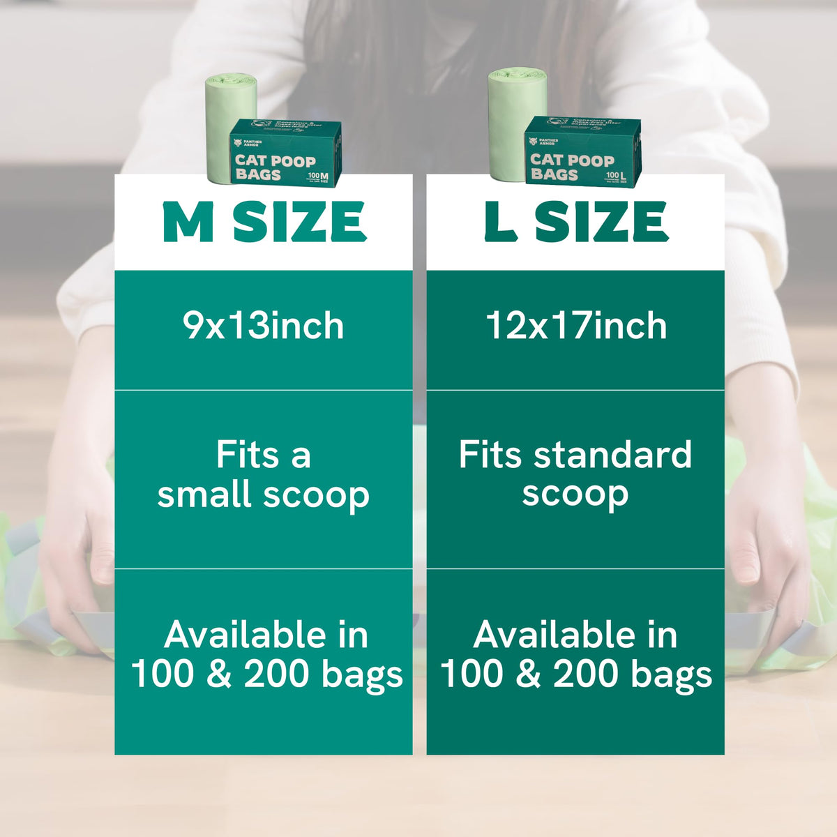 100 Large Compostable Unscented Cat Litter Bags D37522