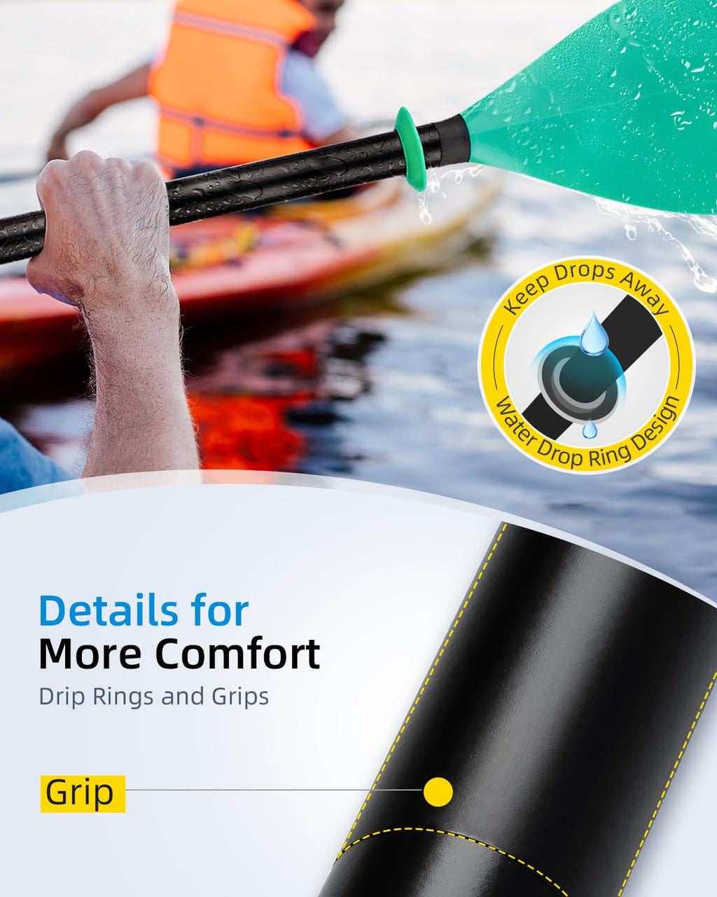 86in/218cm 90.5in/230cm Alloy Shaft 2-Piece Kayak Paddle S102