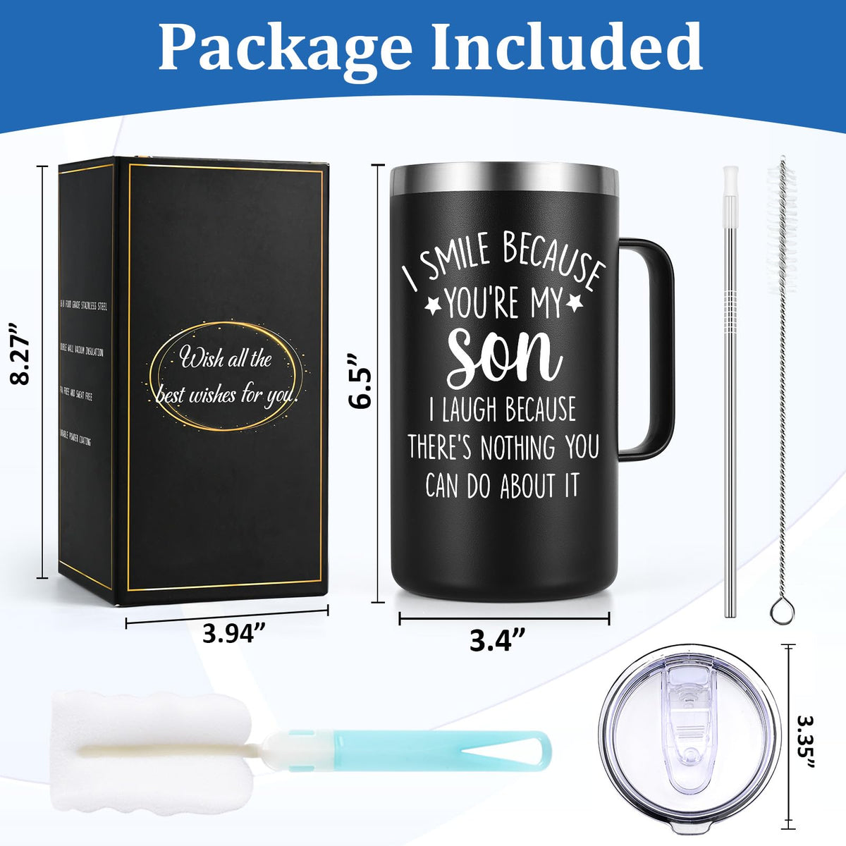 20oz Stainless Steel Insulated Coffee Mug H92186