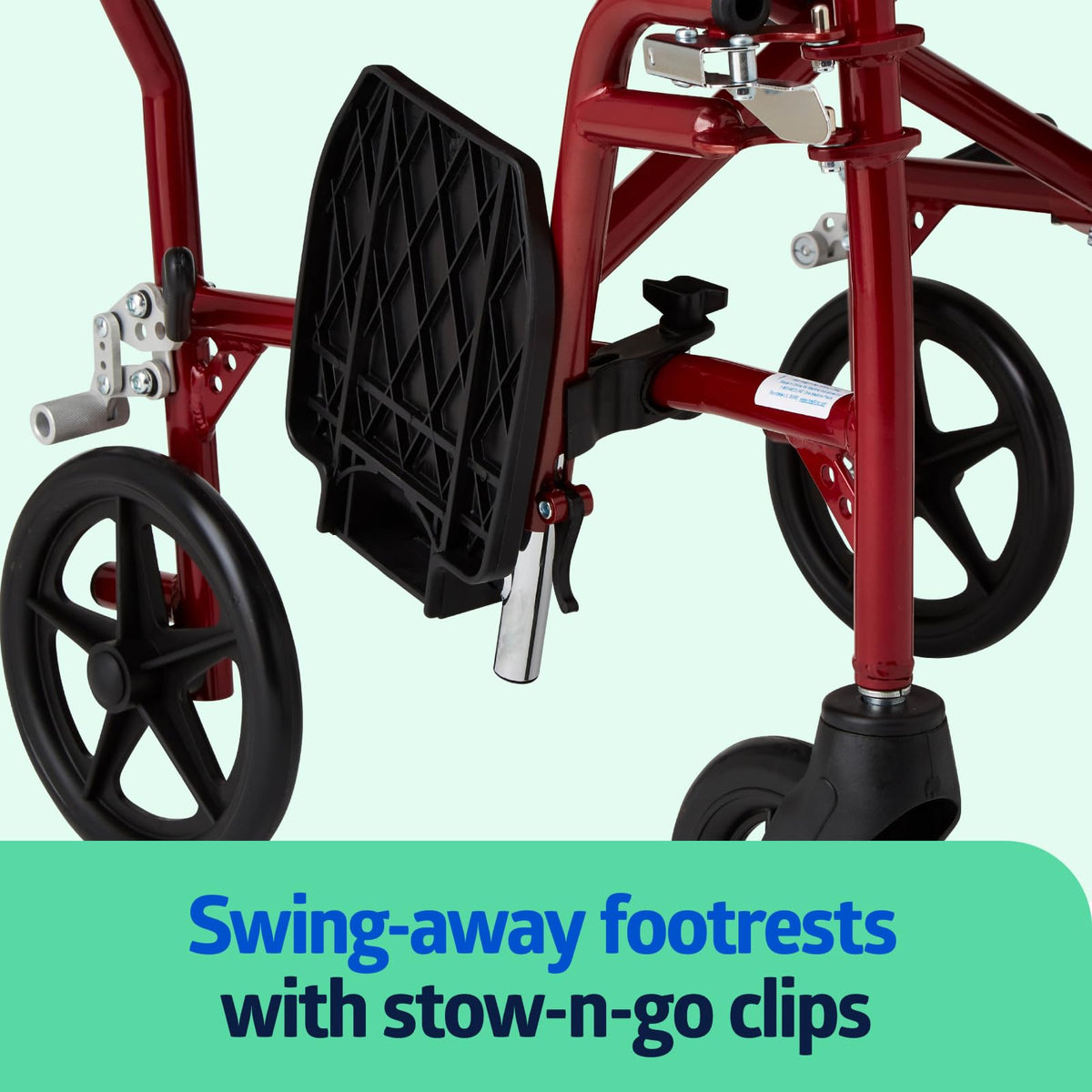 Ultra Lightweight Foldable Transport Wheelchair 19-Inch Seat G95665