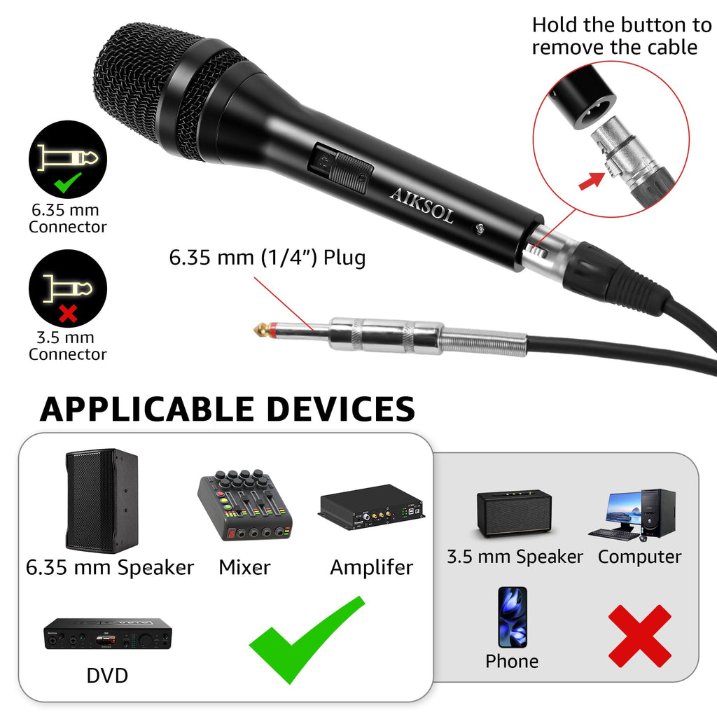Wired Dynamic Handheld Karaoke Microphone with On and Off Switch Z59564