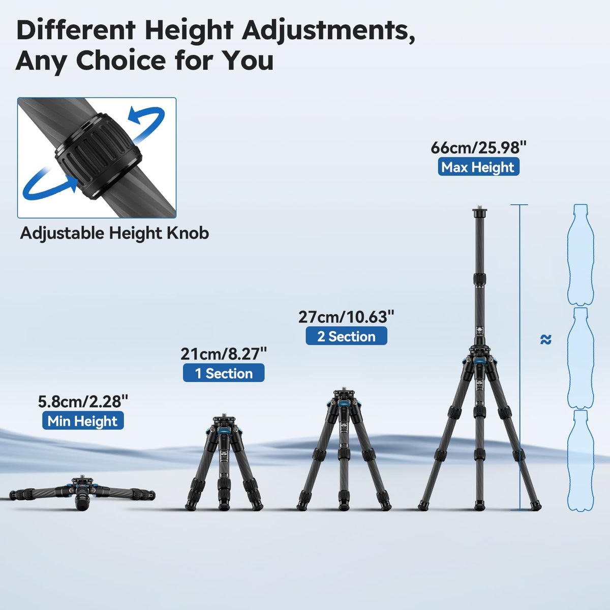 Lightweight Carbon Fiber Mini Travel Tripod F12127