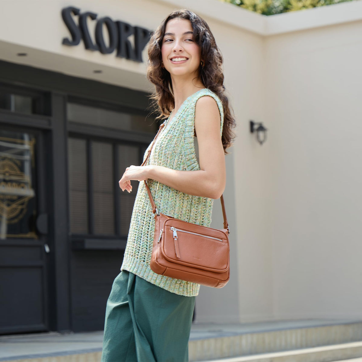 Anti Theft Genuine Leather Crossbody Bag with Wallet R205