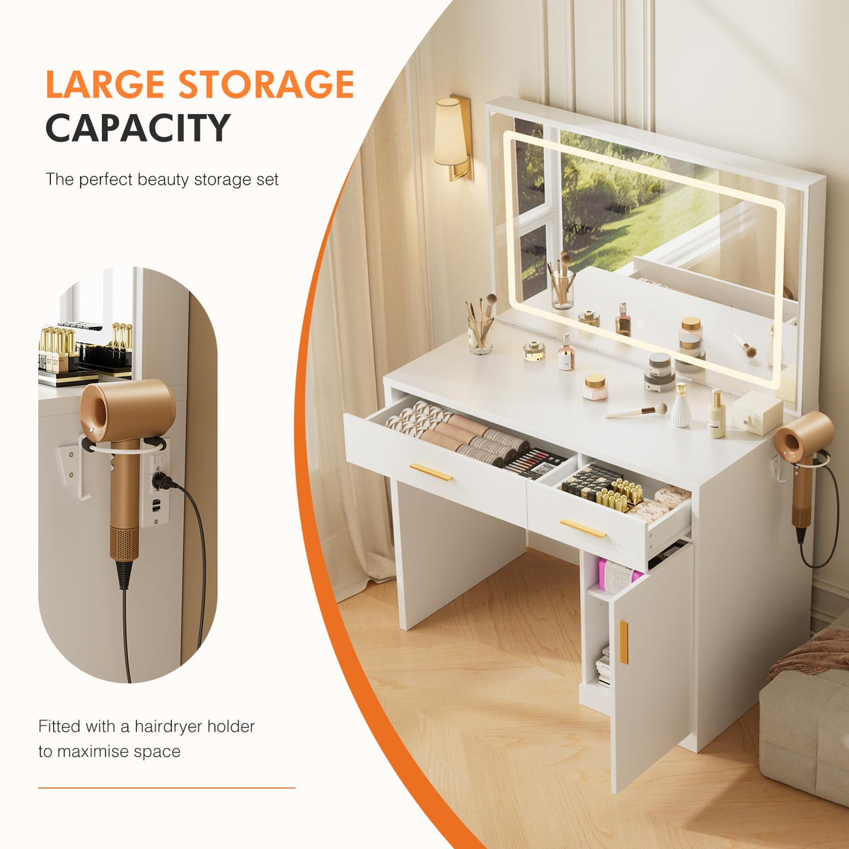 Makeup Vanity Desk with LED Mirror H2765