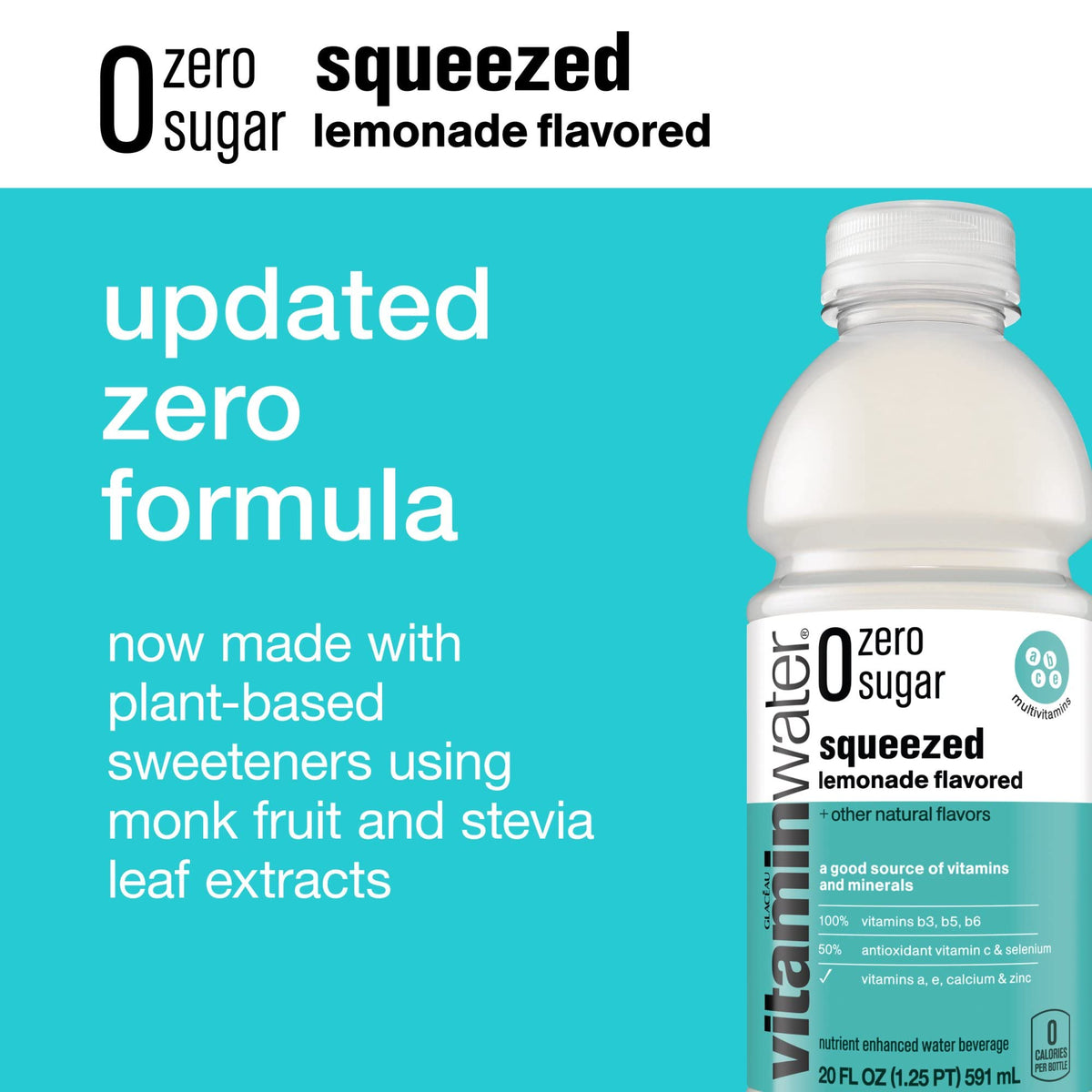 20 Fl Oz Vitamin Water ZERO Sugar Lemonade Pack of 12 S627