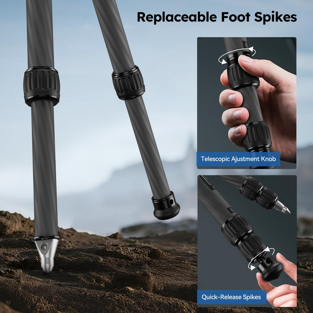 Lightweight Carbon Fiber Mini Travel Tripod F12127