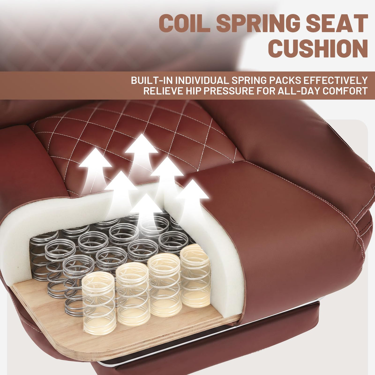 Big Tall Office Chair with Footrest Brown C8548