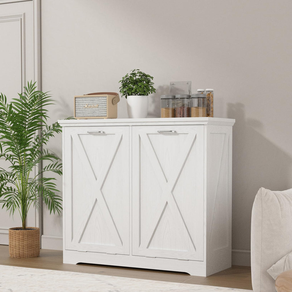 10 Gallon White Tilt Out Trash Can Cabinet X61415