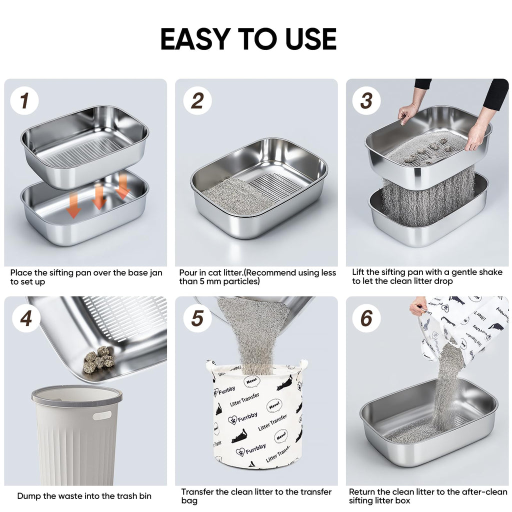 Stainless Steel Sifting Litter Box with Lid U993626