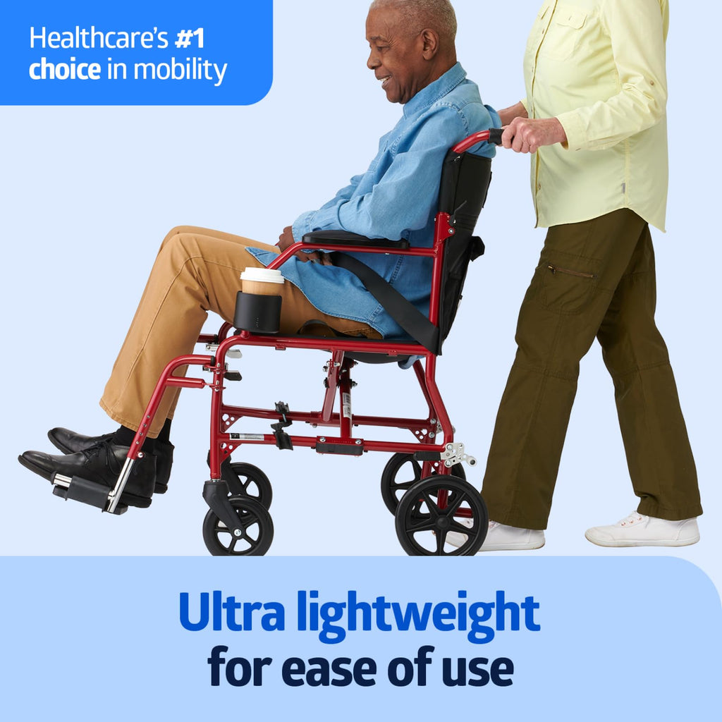 Ultra Lightweight Foldable Transport Wheelchair 19-Inch Seat G95665