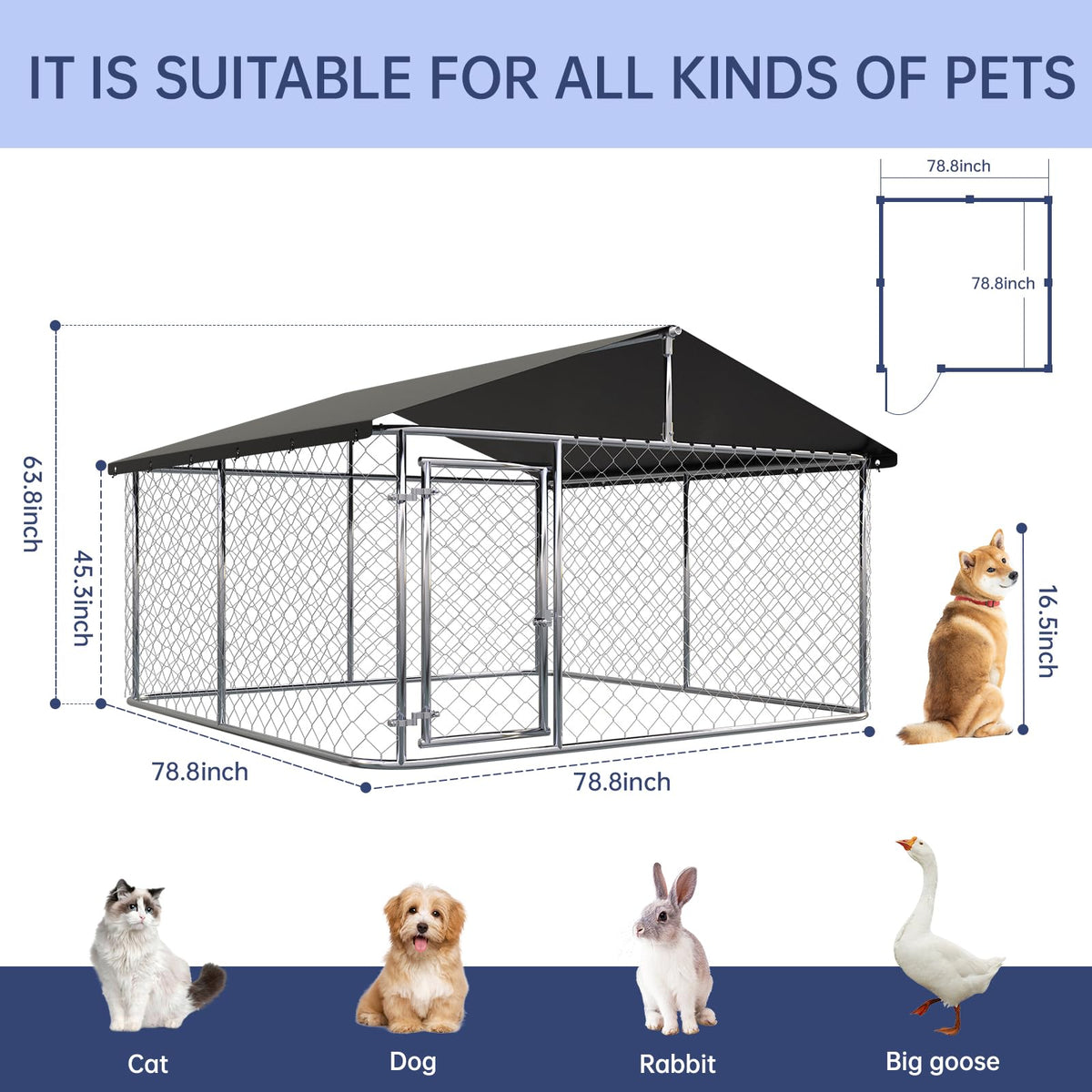Heavy Duty Steel Dog Kennel with Secure Lock E2077