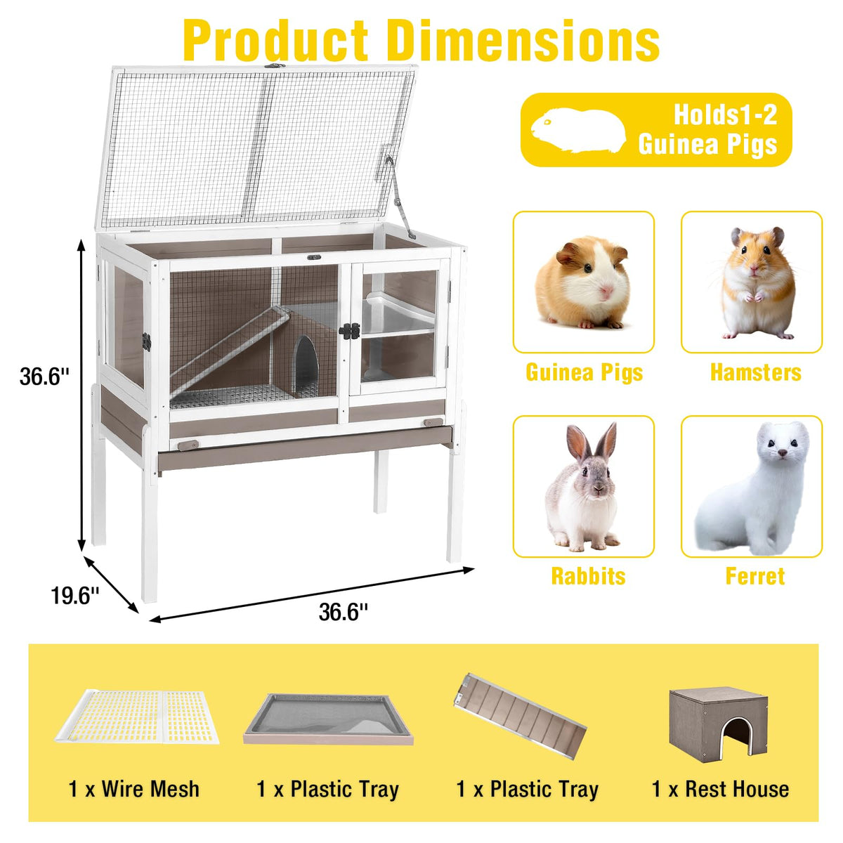 2-Story Indoor Rabbit Hutch Guinea Pig Cage with Stand H8424