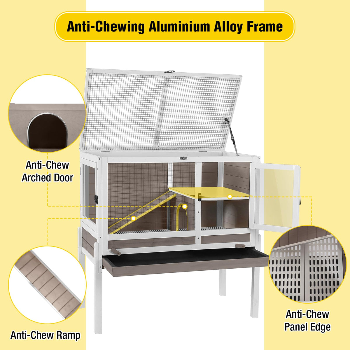 2-Story Indoor Rabbit Hutch Guinea Pig Cage with Stand H8424