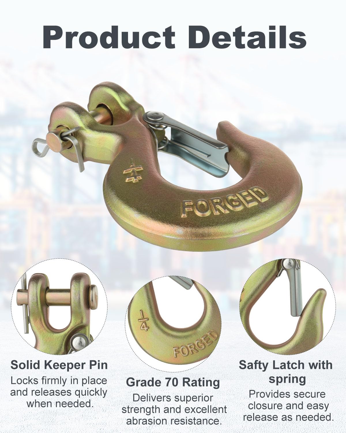 3/8" Clevis Slip Hook with Safety Latch Grade 70 Z797
