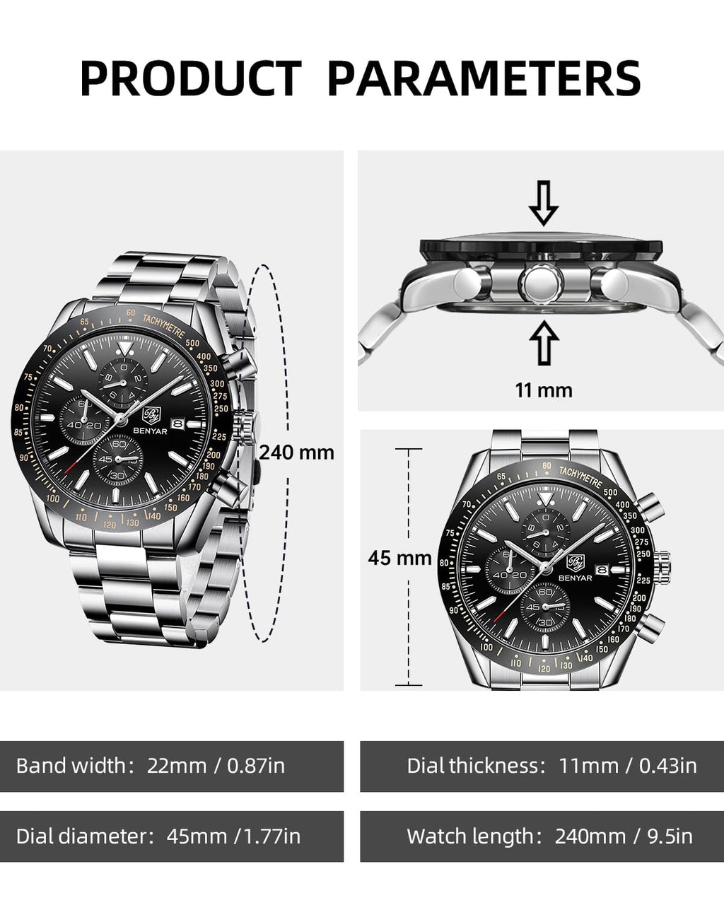 Analog Quartz Chronograph Waterproof Luminous Silicone Strap Watch O90308