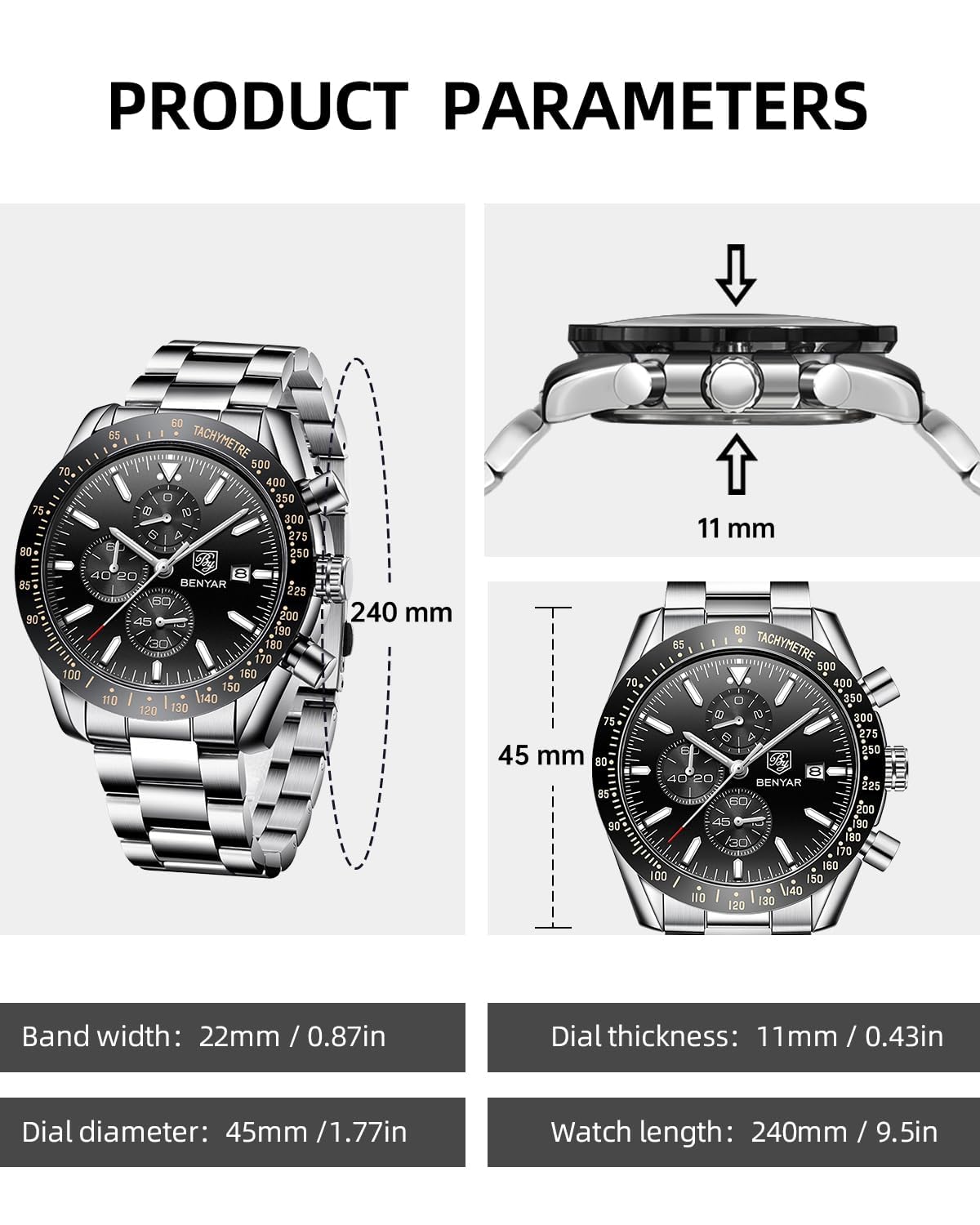 Analog Quartz Chronograph Waterproof Luminous Silicone Strap Watch O90308