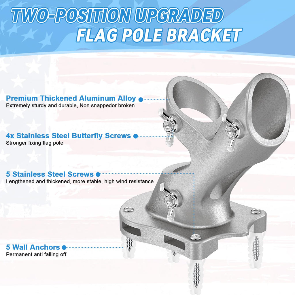 1" Metal Flag Pole Holder with 3 Fixed Holes E150
