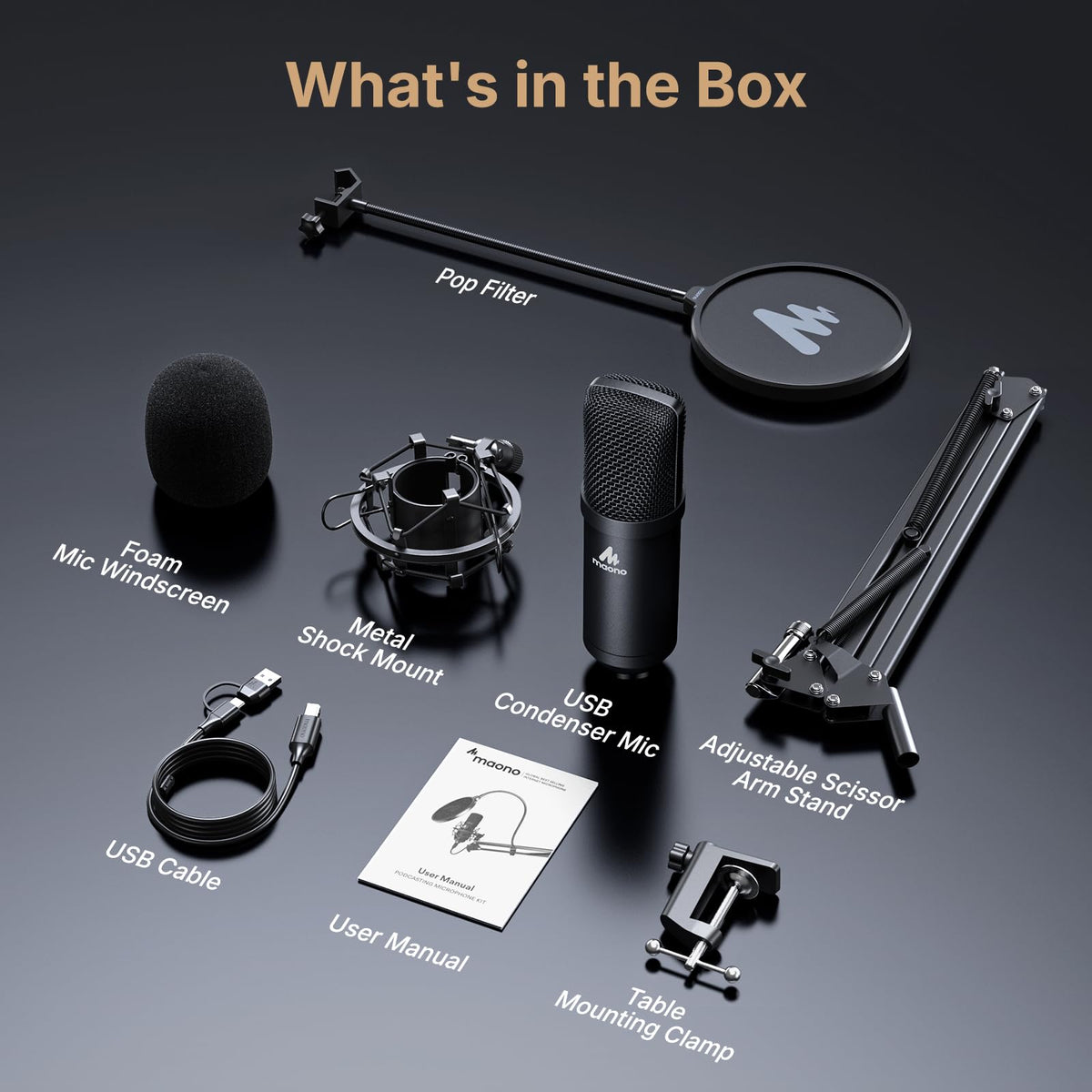 USB Microphone 192kHz/24Bit Condenser Mic Kit P99684