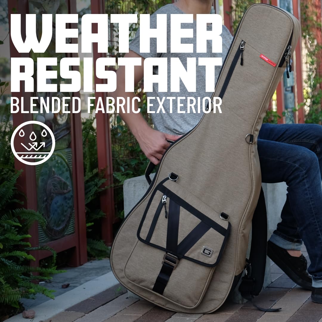 Lightweight Electric Guitar Gig Bag with Back Pack Straps and Rubberized Base, Charcoal Black L531