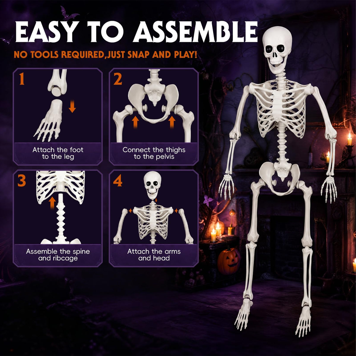 5.4FT Plastic Full Body Skeleton with Movable Joints O61428