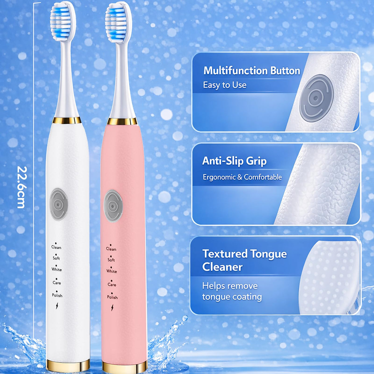2 Pack Electric Toothbrush with 10 Replacement Brush Head E5837