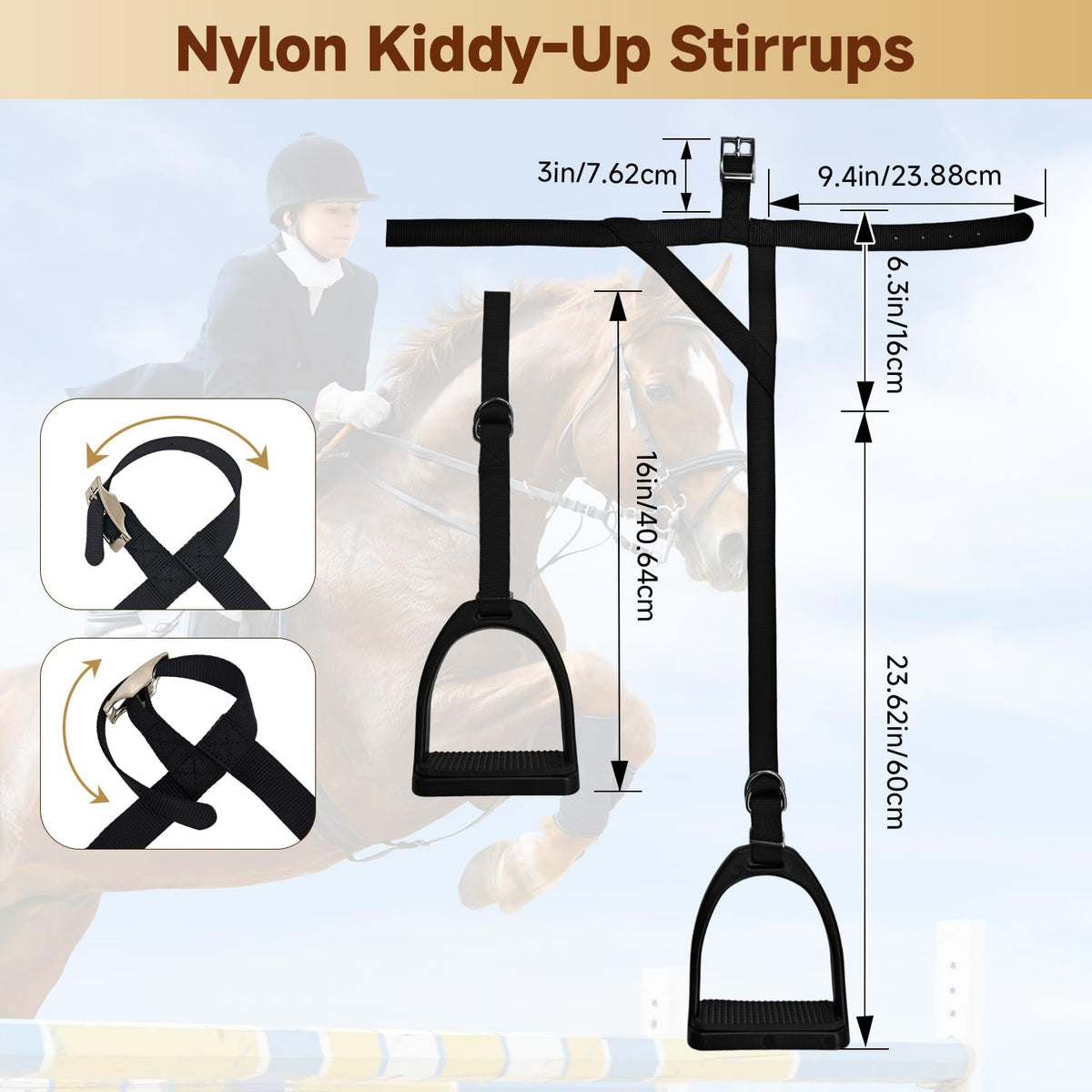 Kids Western Stirrups with Adjustable Nylon Straps C324
