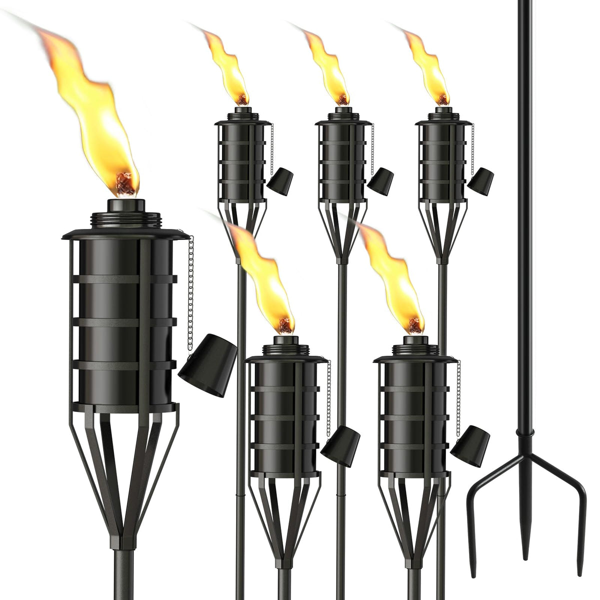 Citronella Garden Torch Set of 6, 16oz Metal Torch C29978