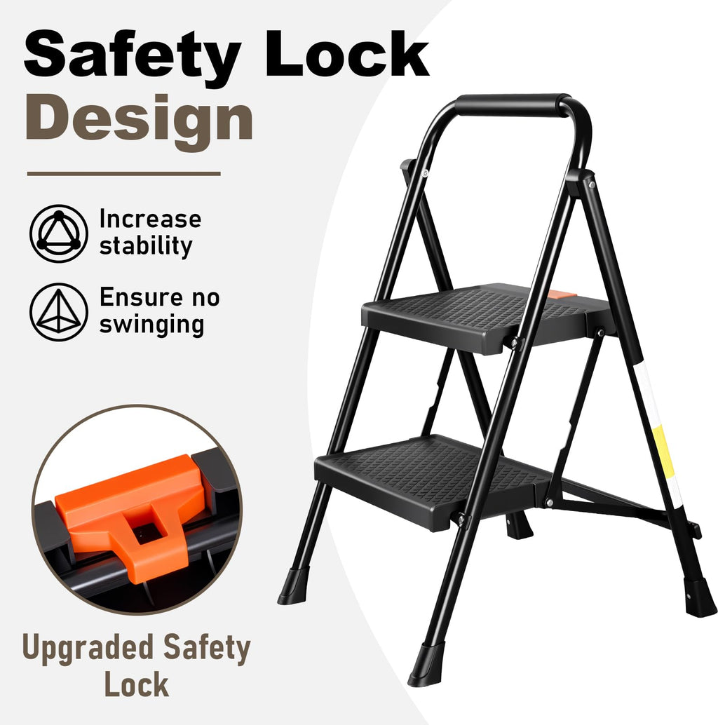 2 Step Steel Ladder with Anti-Slip Pedal F951920