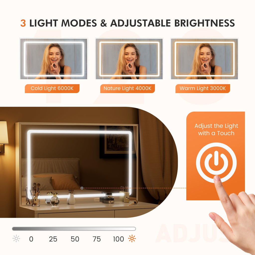 Makeup Vanity Desk with LED Mirror H2765
