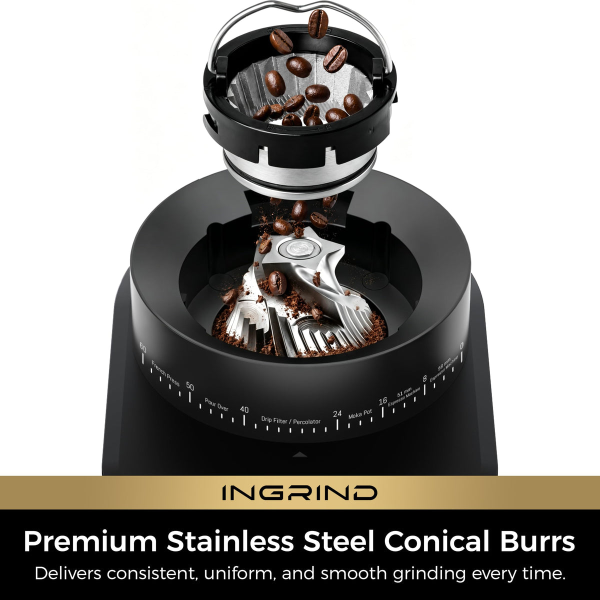 Espresso Machine with Conical Burr Coffee Grinder T764435