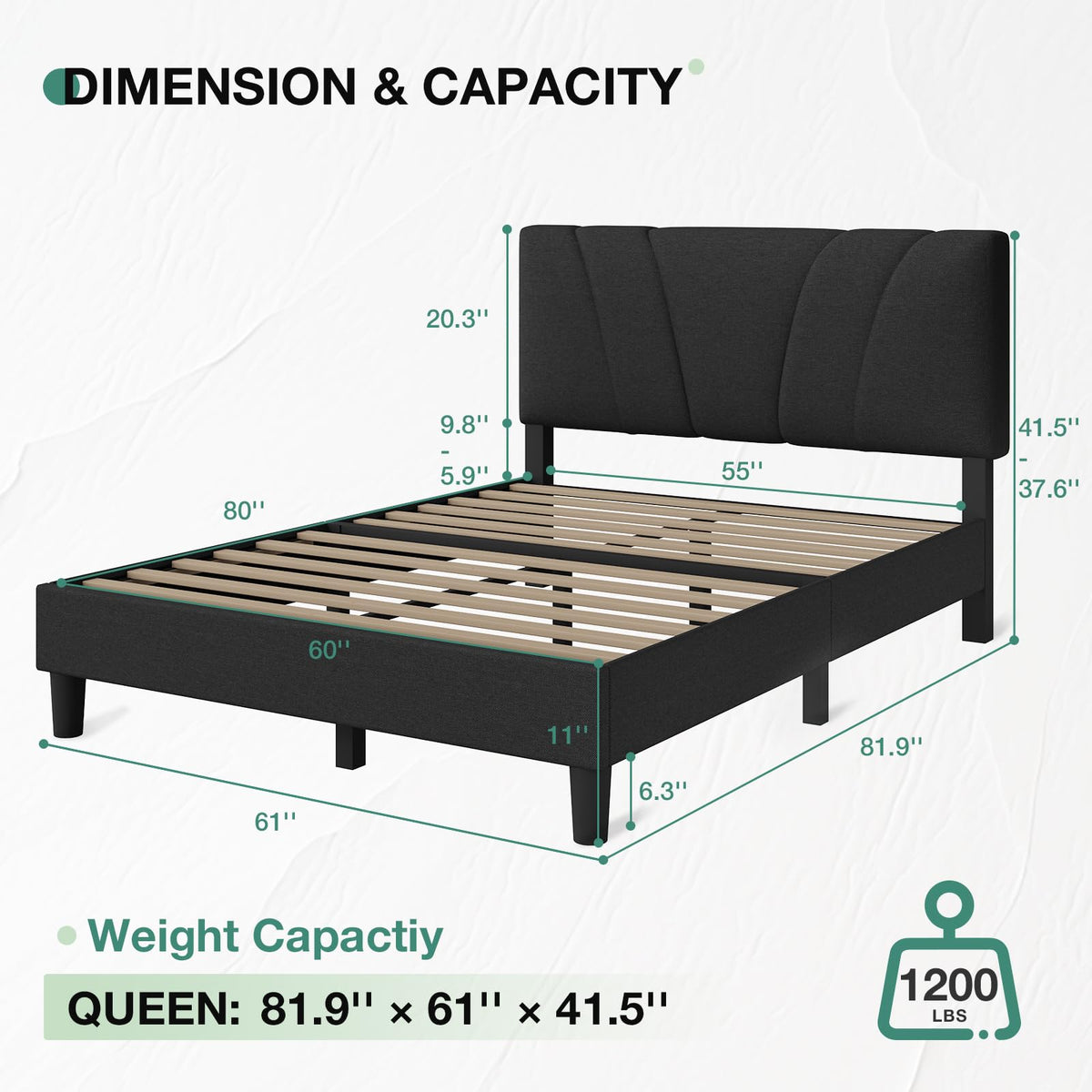 Queen Size Linen Upholstered Bed Frame with Headboard Q42383