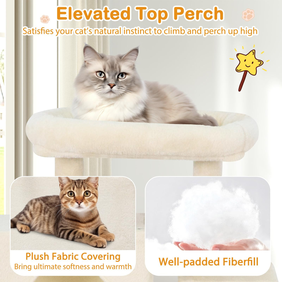 70 Inch Multi-Level Cat Tree with Sisal Scratching Posts and Condos N367157