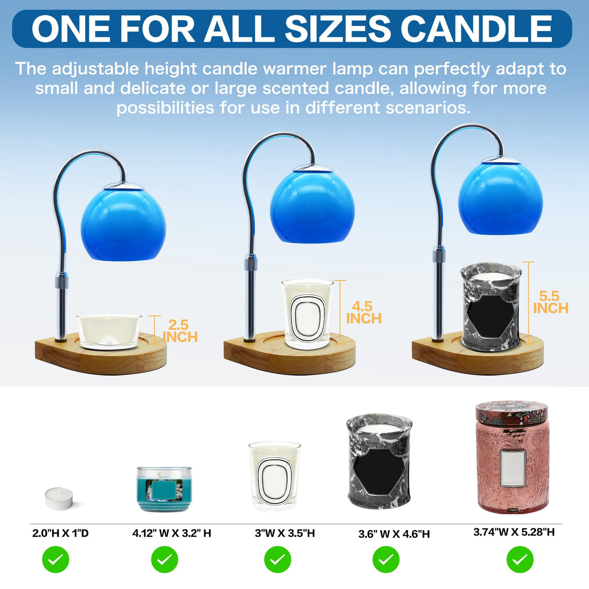 Candle Warmer Lamp with Timer and Adjustable Height D3384