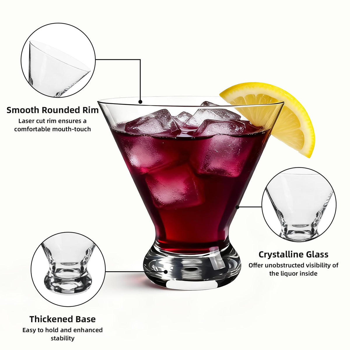 Stemless Martini Glasses Set of 12 C35875