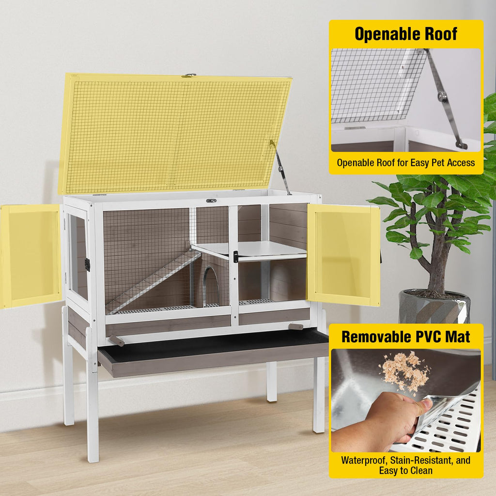 2-Story Indoor Rabbit Hutch Guinea Pig Cage with Stand H8424