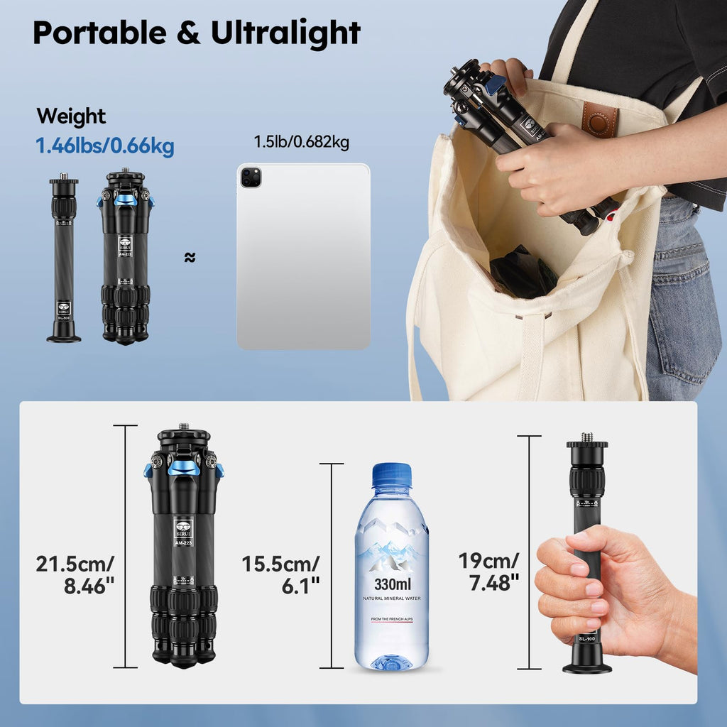 Lightweight Carbon Fiber Mini Travel Tripod F12127