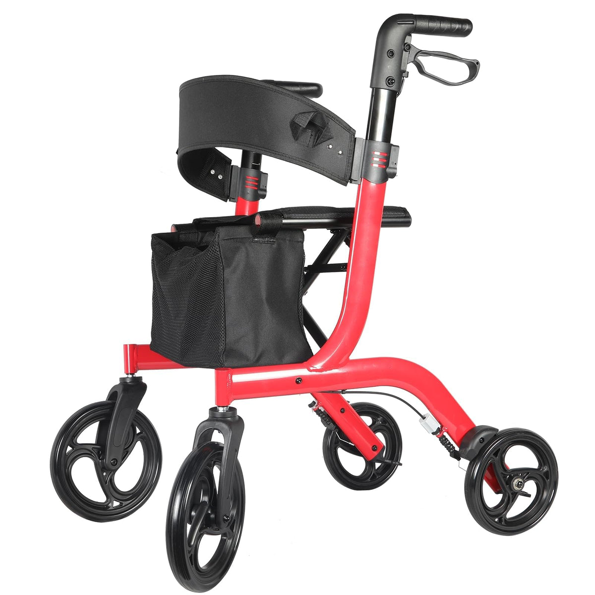 Foldable Rollator Walker with Seat, 19 lbs Lightweight, 10-Inch Wheels A340854