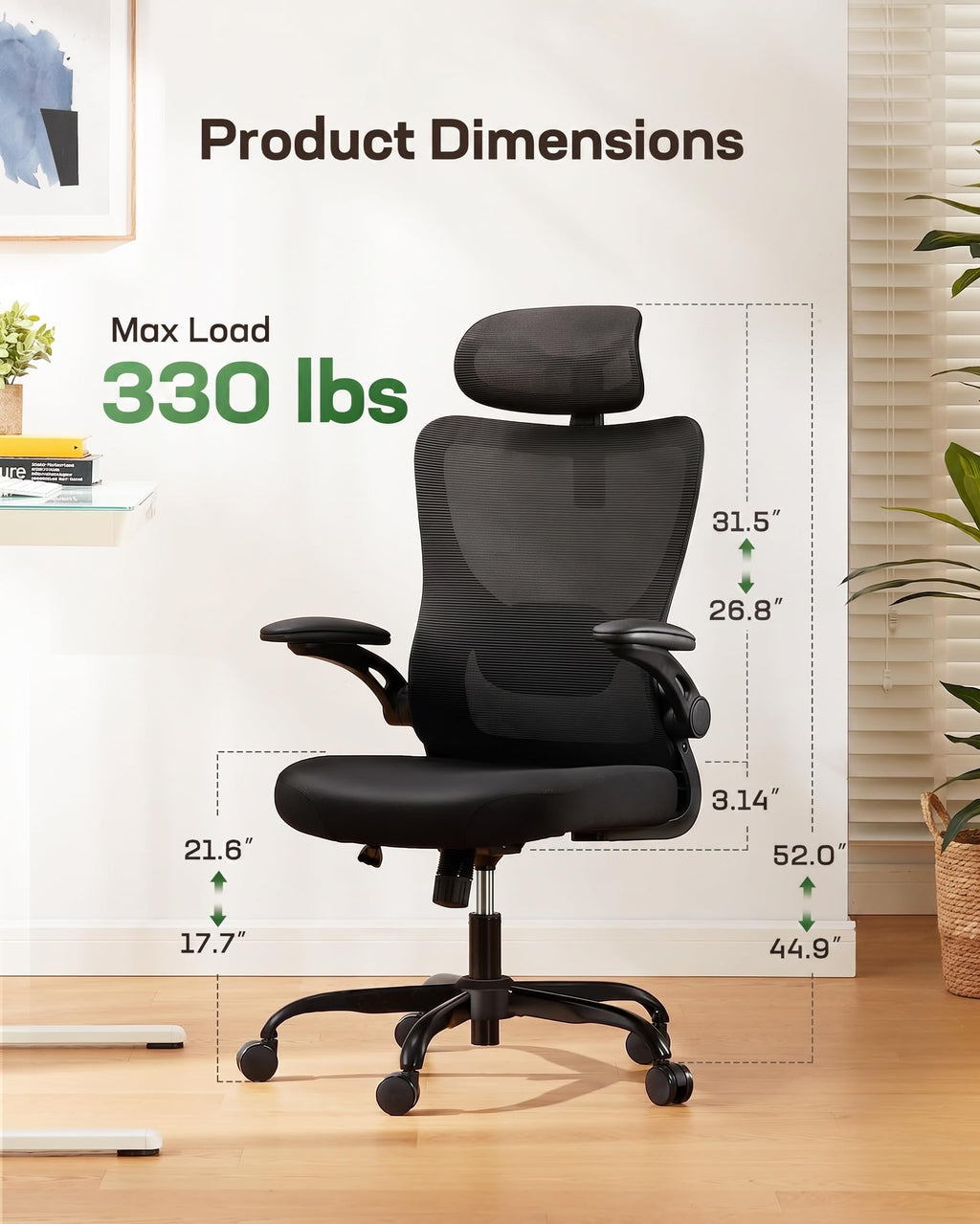 Ergonomic Office Chair with High Back Mesh and Adjustable Lumbar Support M108699