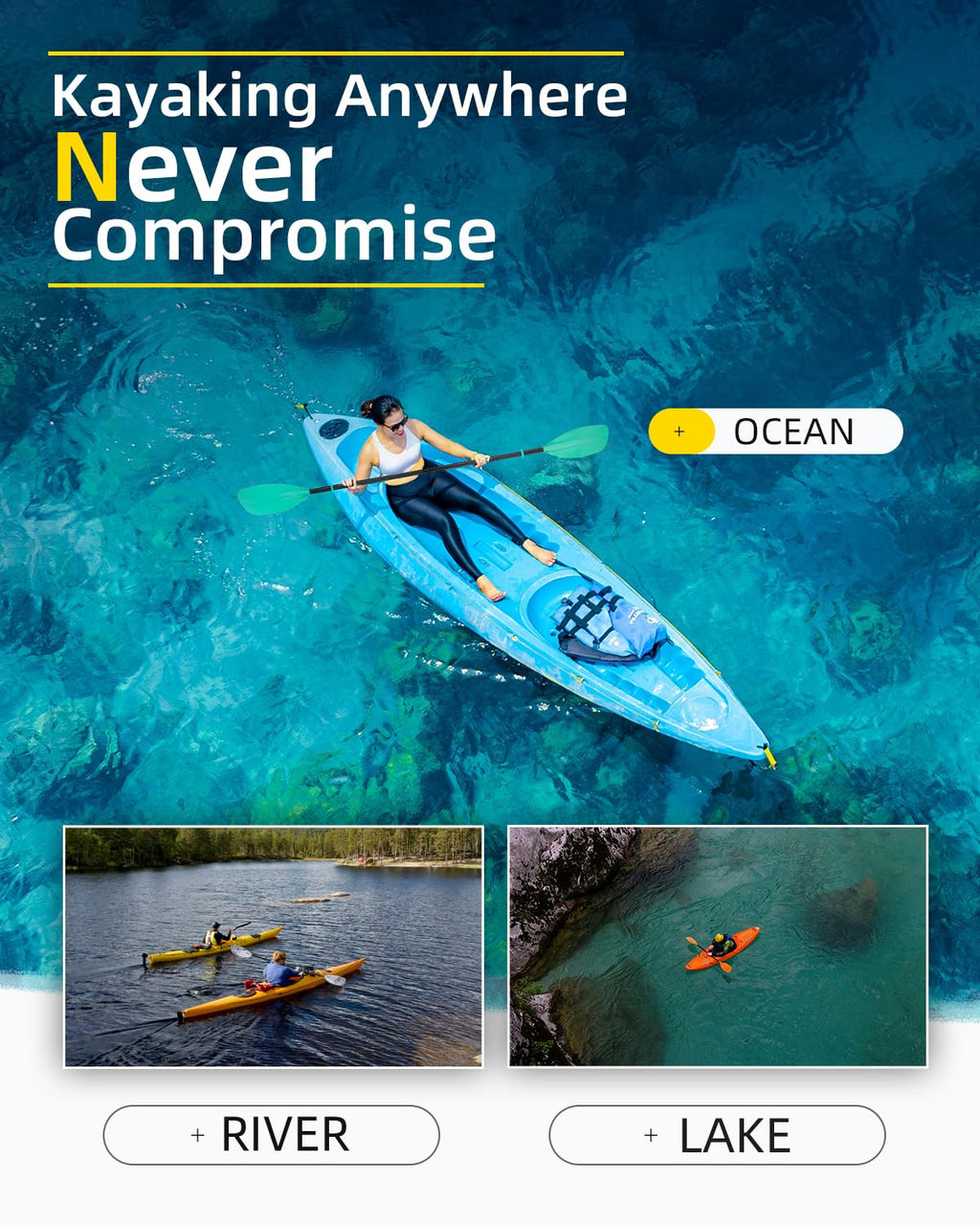 86in/218cm 90.5in/230cm Alloy Shaft 2-Piece Kayak Paddle S102
