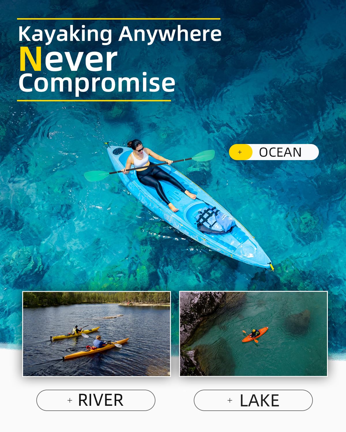 86in/218cm 90.5in/230cm Alloy Shaft 2-Piece Kayak Paddle S102