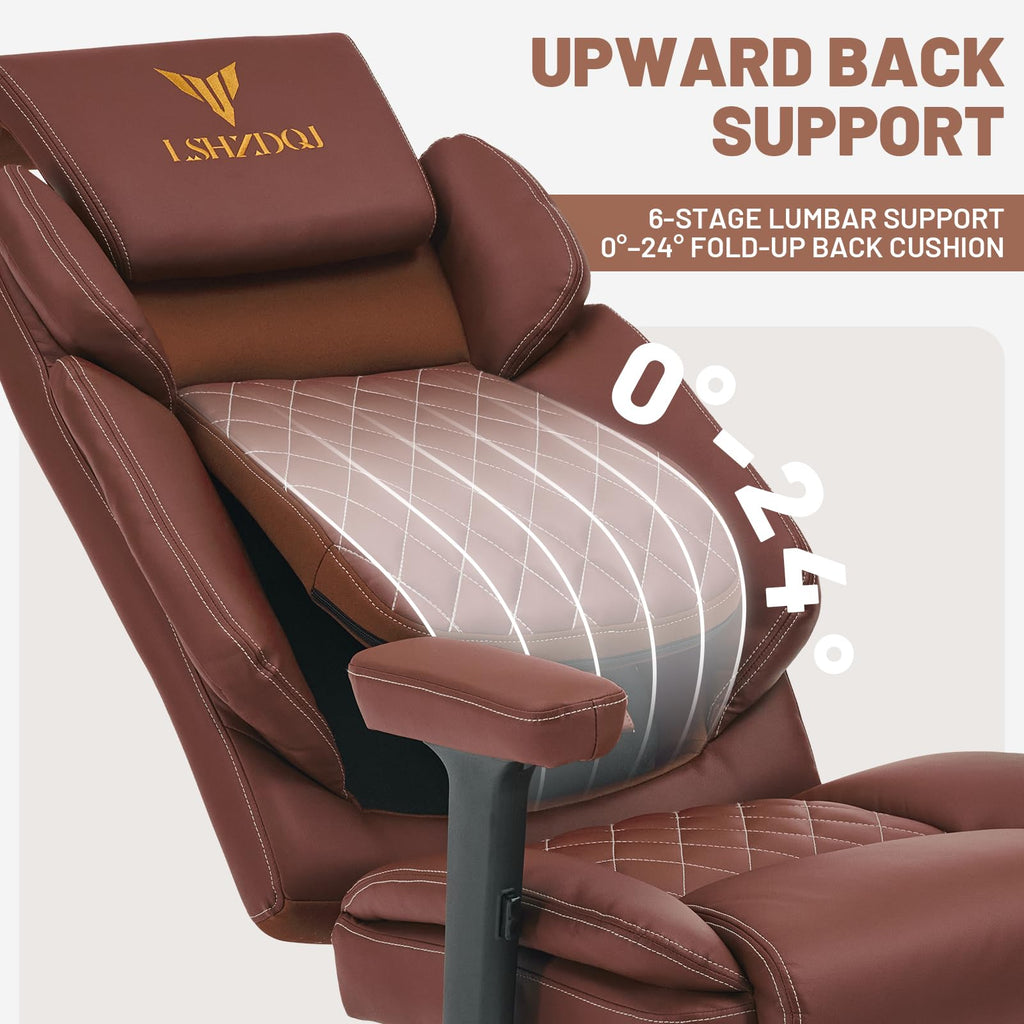 Big Tall Office Chair with Footrest Brown C8548